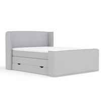 BOXSPRINGBETT Freeland Hellgrau 160/200 cm mit Matratze und Topper - Hellgrau/Schwarz, Holz/Holzwerkstoff (160/200cm) - Maison de Reve
