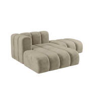 CHAISELONGUE Modulare Mit Hocker, Velvet-Stoff Riviera, Beige, Links, GRAND - Beige, Holz (204/179cm) - Kaiser Möbel