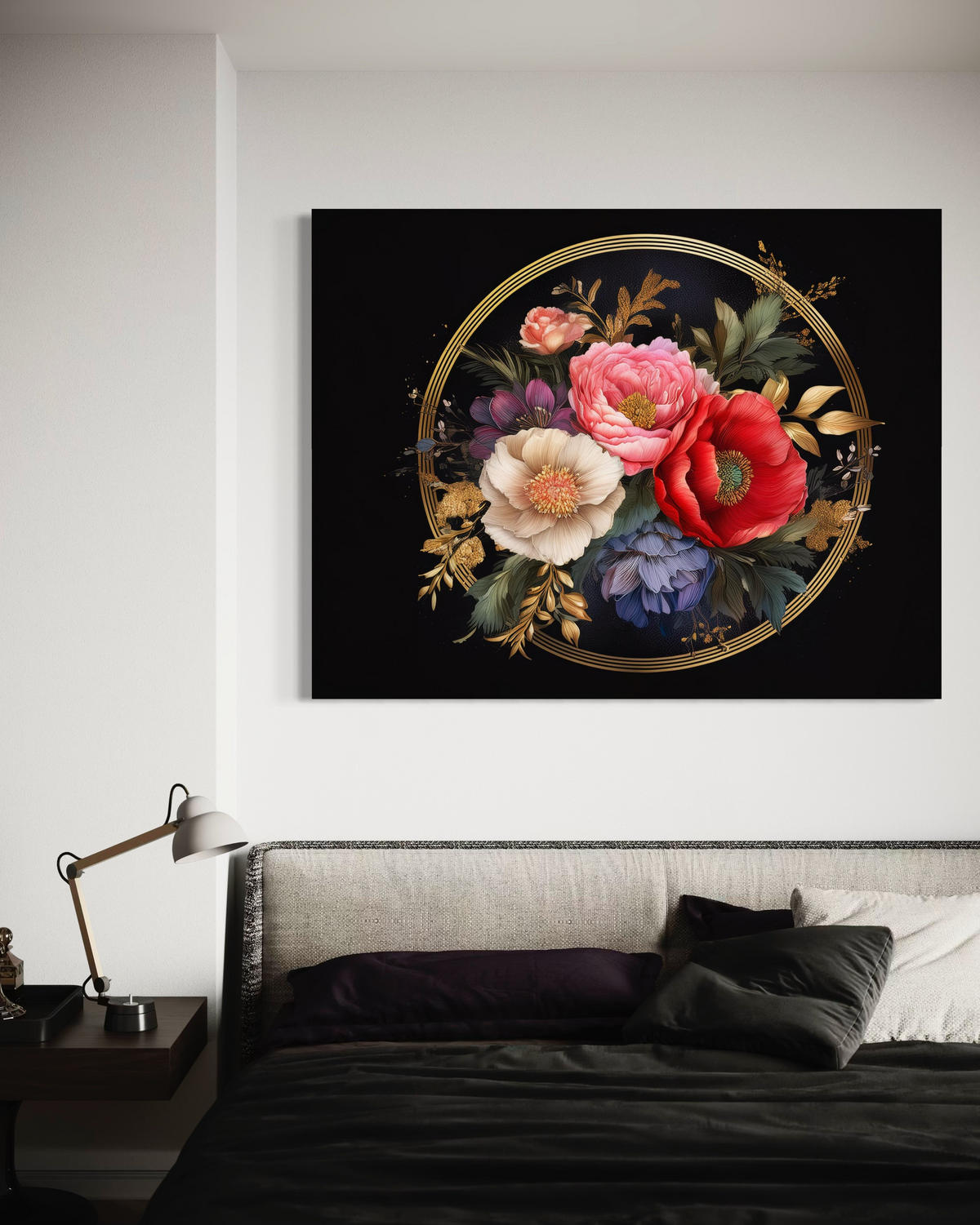 WANDBILD natur leaves glamour blumen - Multicolor, Textil (60/40cm) - Feeby