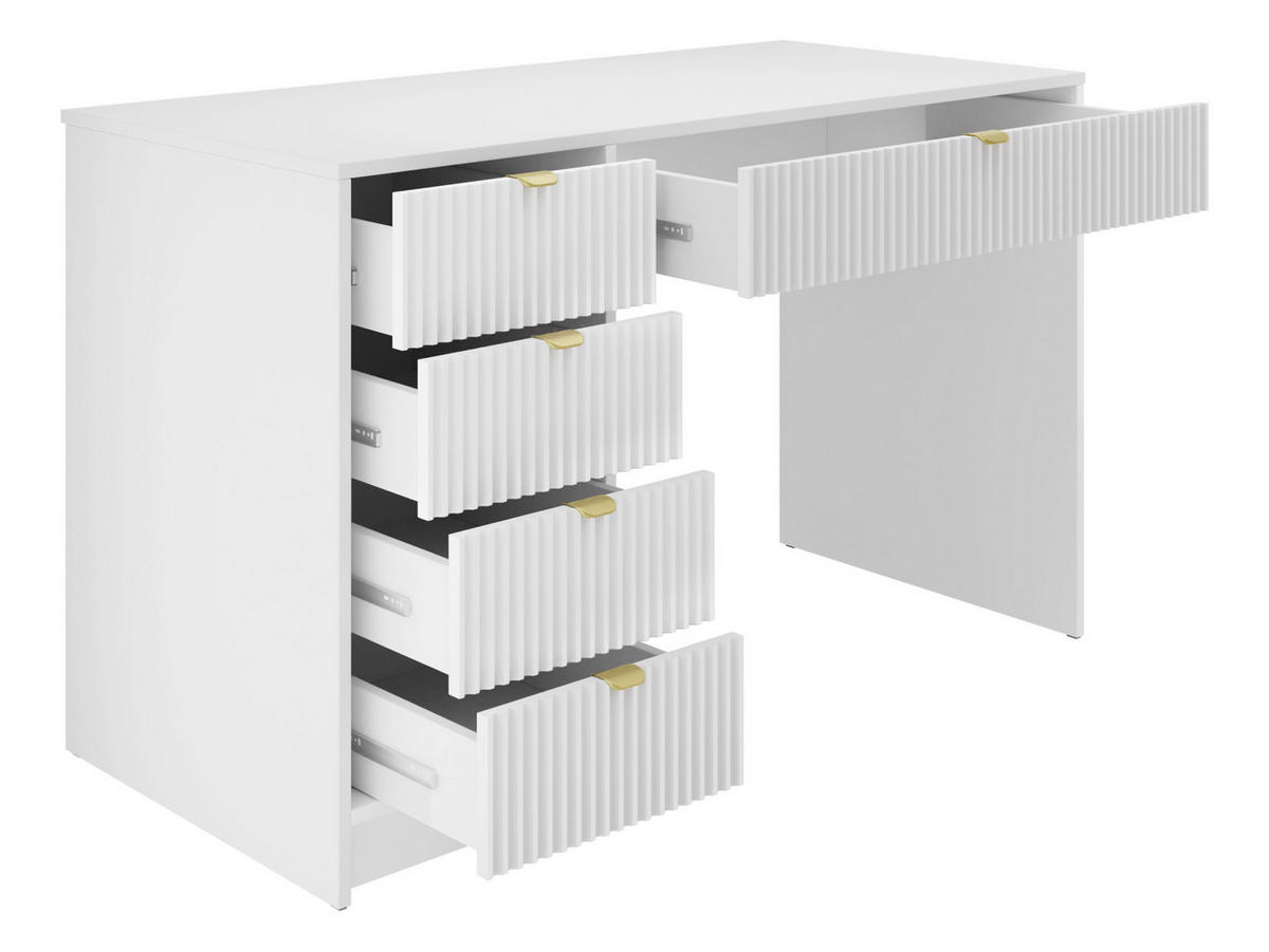 SCHREIBTISCH Tireno - Goldfarben/Weiß, Holzwerkstoff/Metall (55/120/76cm) - MIRJAN24