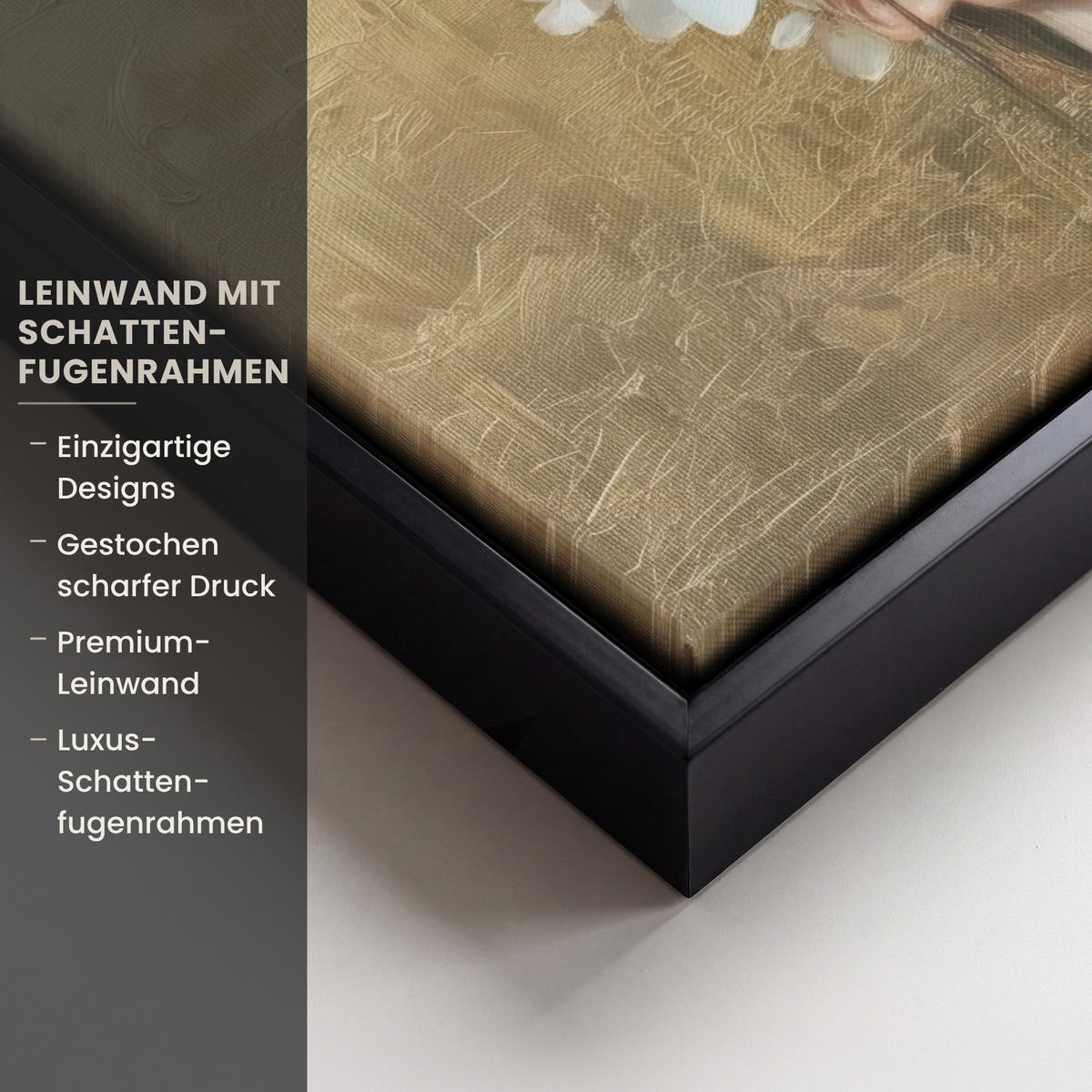 LEINWAND Bilder mit Rahmen - Gesicht - Blumen - Gold - Abstrakt - 30x20 - Goldfarben, Textil (30/20cm) - MuchoWow