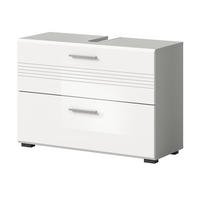 WASCHBECKENUNTERSCHRANK weiß Hochglanz, grau 80 cm - Weiß Hochglanz/Schwarz, Holzwerkstoff/Kunststoff (80/56/32cm) - Inn.Furn