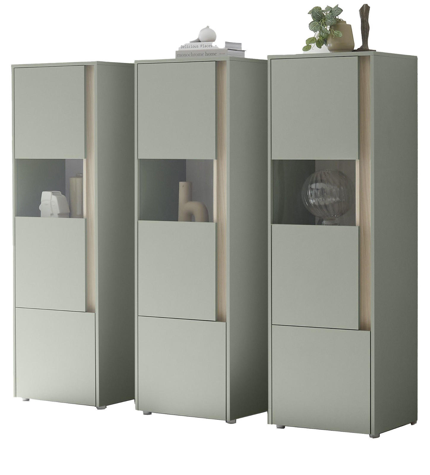 Furn.Design Schrank-Set Salbeigrün, Eiche 190x155x40 cm