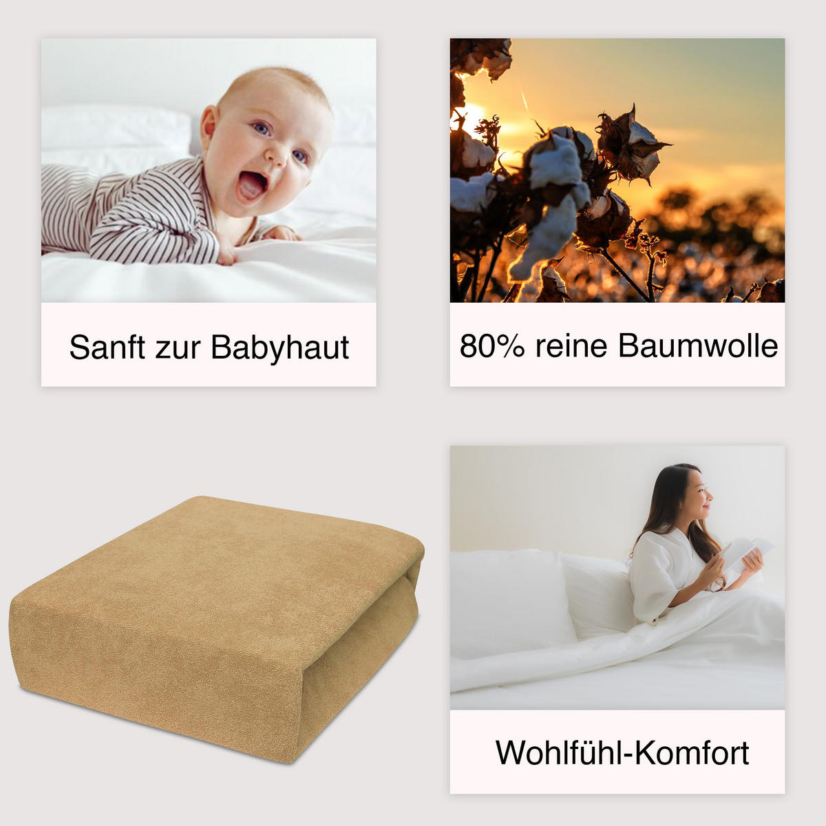 SPANNBETTLAKEN 90/180 cm, Jersey Elastisch 100 % Baumwolle Beige - Beige, Textil (90/180cm) - Best For Home