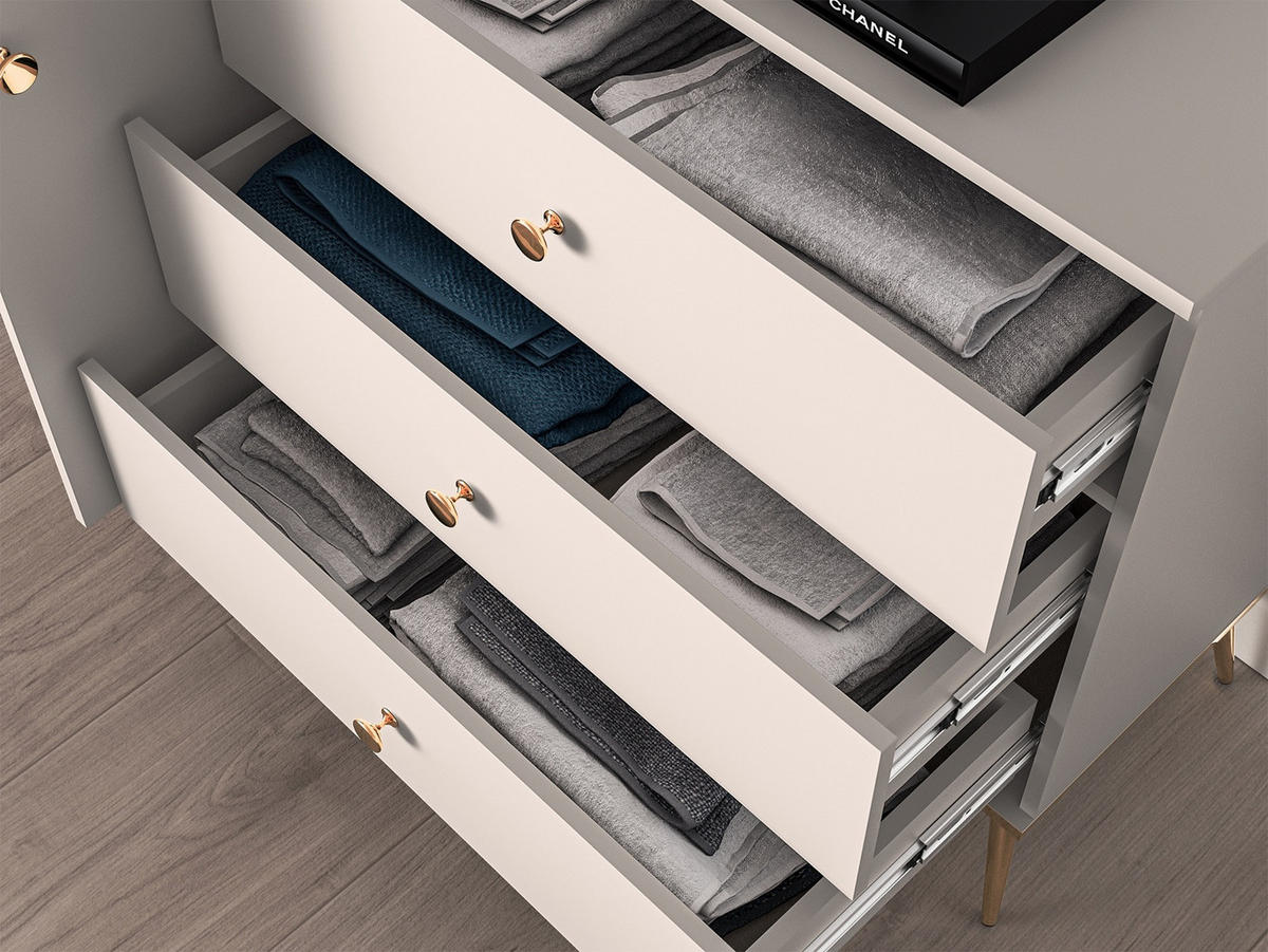 SIDEBOARD Selgin Greige 160 cm - Taupe/Goldfarben, Holzwerkstoff/Metall (160/84.8/39.7cm) - Selsey