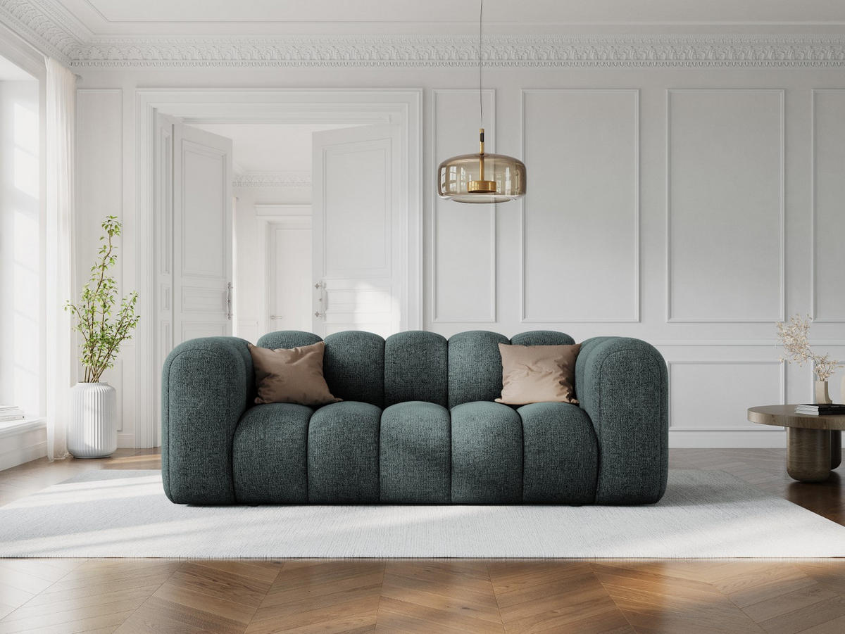 SOFA Lupine aus Chenille-Stoff petrol 2 Sitzplätze - Petrol, Textil (95/70/200cm) - Micadoni