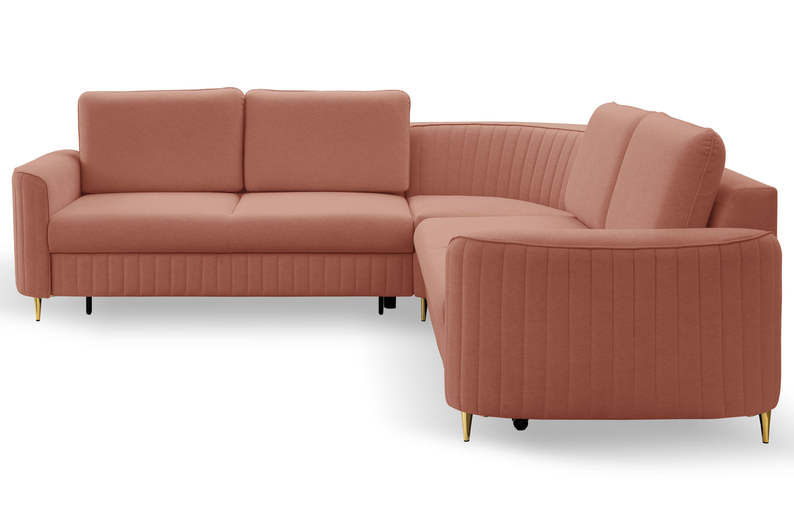 ECKSOFA LAREN, modernes Schlafsofa mit Stauraum, Plastikfüße, L-förmig, lose Rückenkissen freistehend, LINKS 251x252x85 cm Rose - Rosa, Holz/Textil (251/252cm) - DomoHome