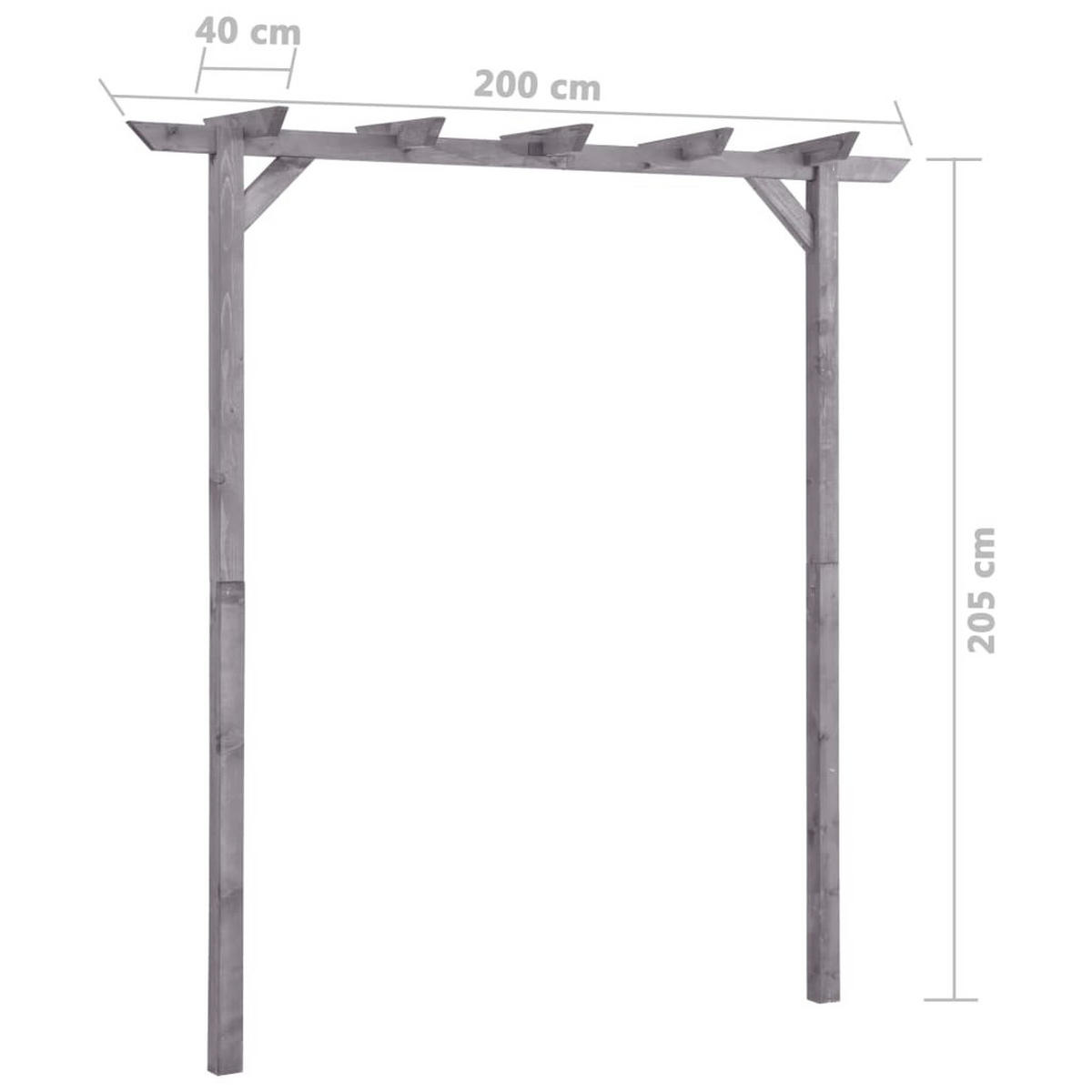 PERGOLA aus Holz LURV Grau 2x2m Kiefernholz Rankhilfe - Grau, Holz (200/205/40cm) - DELUKE