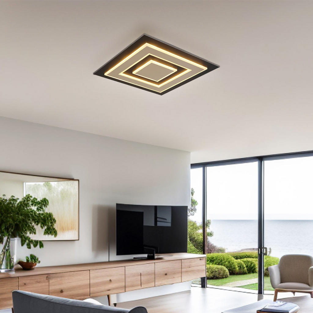 Thumbnail - Globo Lighting Led, Champagner, Metall, Quadratisch, F, 48x6.2x48 cm, Lampen & Leuchten, LED Beleuchtung, LED-Deckenleuc...