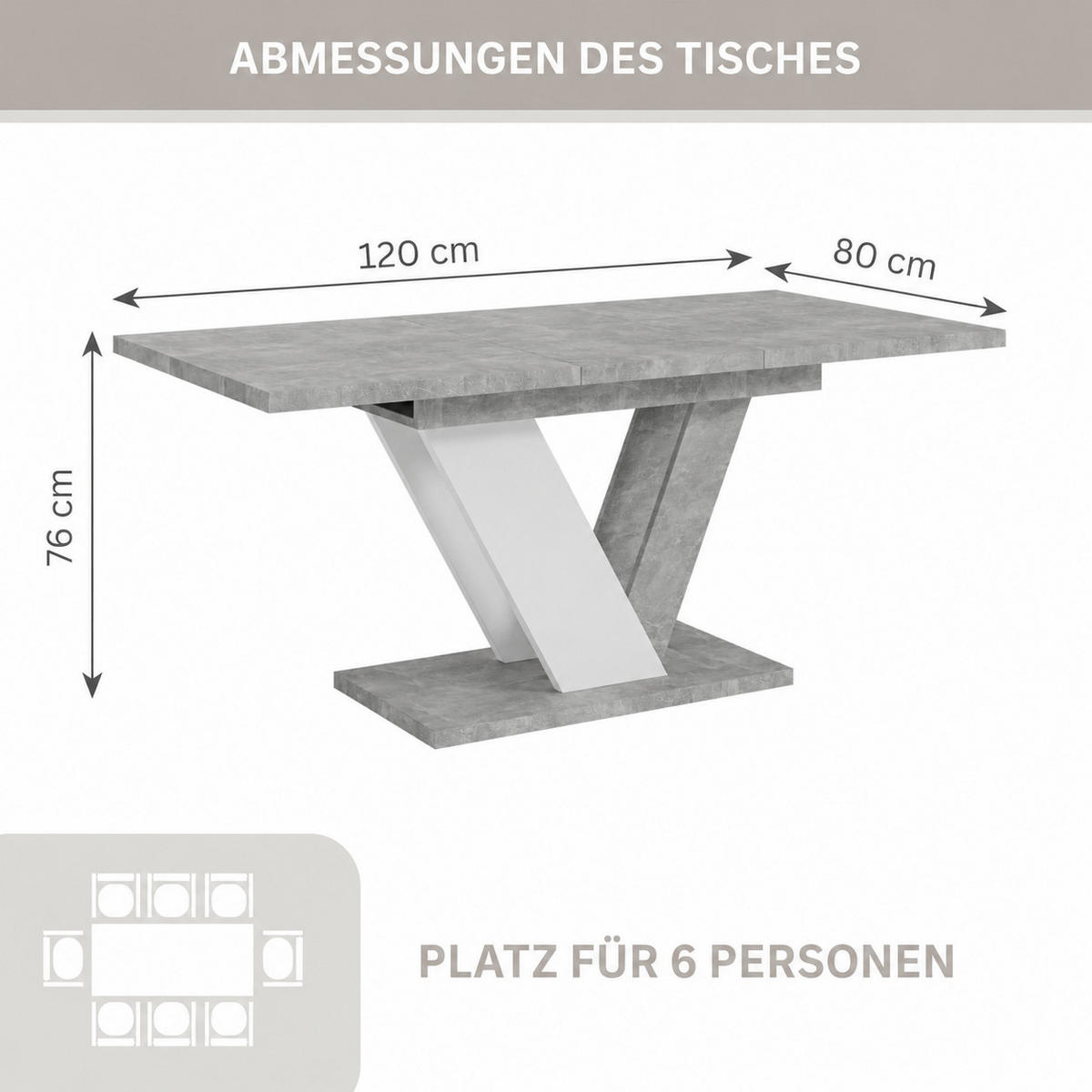 ESSTISCH Ausziehbar 120-160 cm Steingrau - Grau, Holzwerkstoff (160/80/75cm) - Home Collective