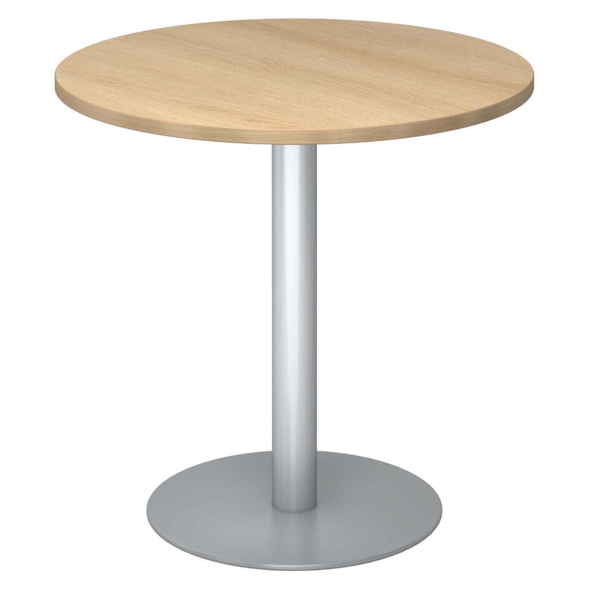 PAUSENTISCH klein STF 80/80/74,5 cm in Eichefarben/Silberfarben - Eichefarben/Silberfarben, Holzwerkstoff (80/80/74.5cm) - bümö