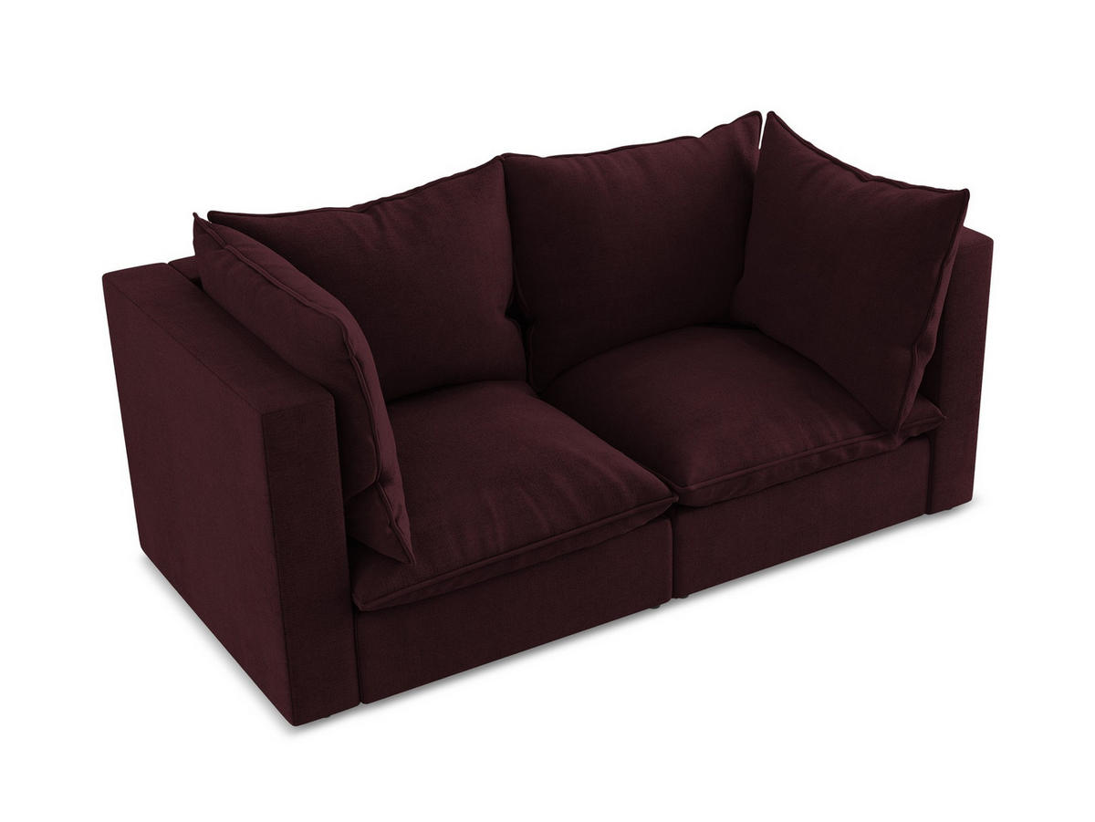 2-SITZER SOFA Strukturstoff Rot - Rotbraun/Schwarz, Holzwerkstoff/Kunststoff (180/77/90cm) - Makamii