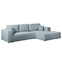 ECKSOFA mit Schlaffunktion - Longchair - Blaugrau/Schwarz, Kunststoff/Textil (294/185cm) - home24