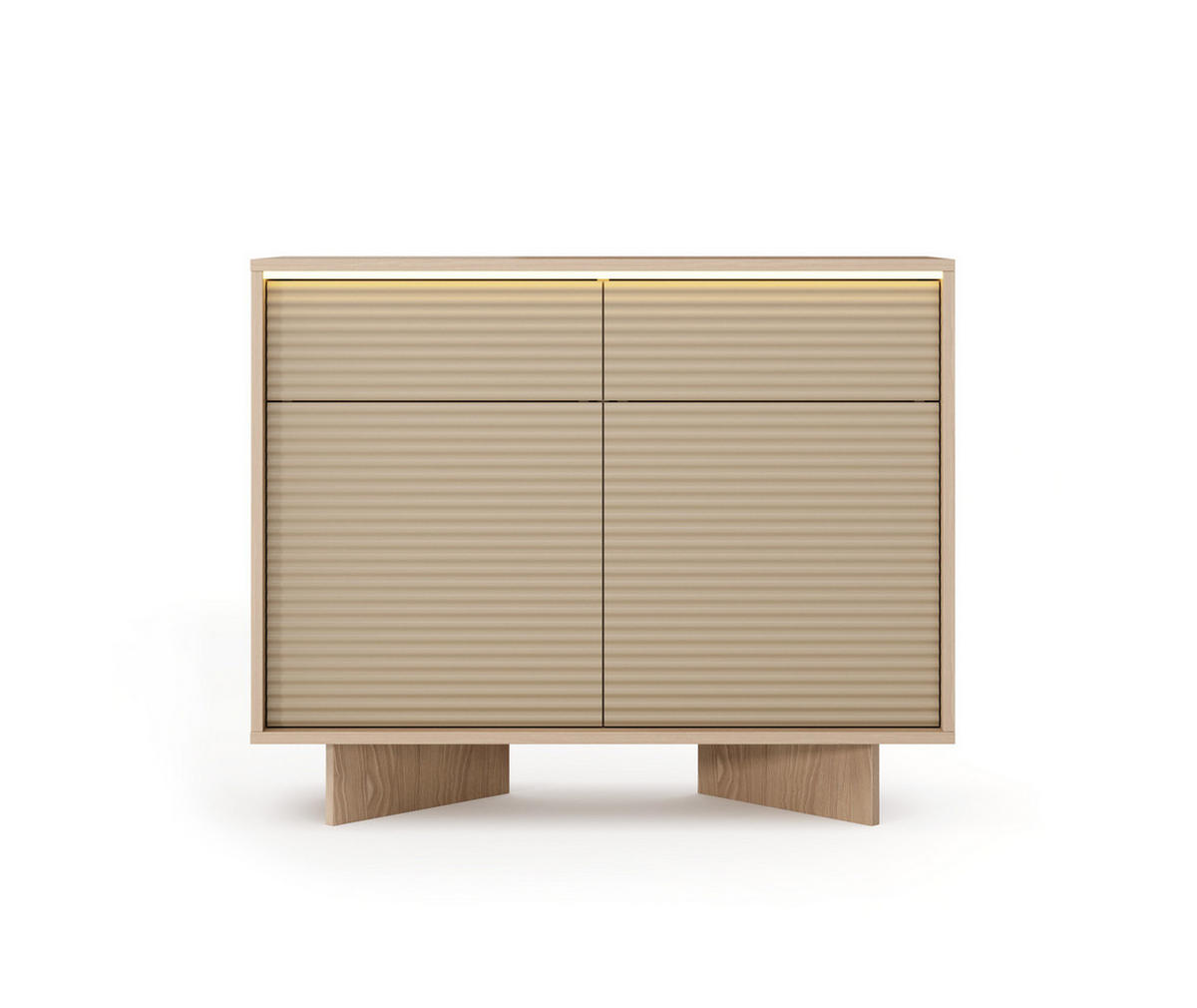 KOMMODE TORSANO (Bolivar Natur/Cappuccino, 2 Türen, 2 Schubladen, LED-Beleuchtung, Push-to-Open) - Eichefarben/Beige, Holz/Holzwerkstoff (104/84/40cm) - Ravio