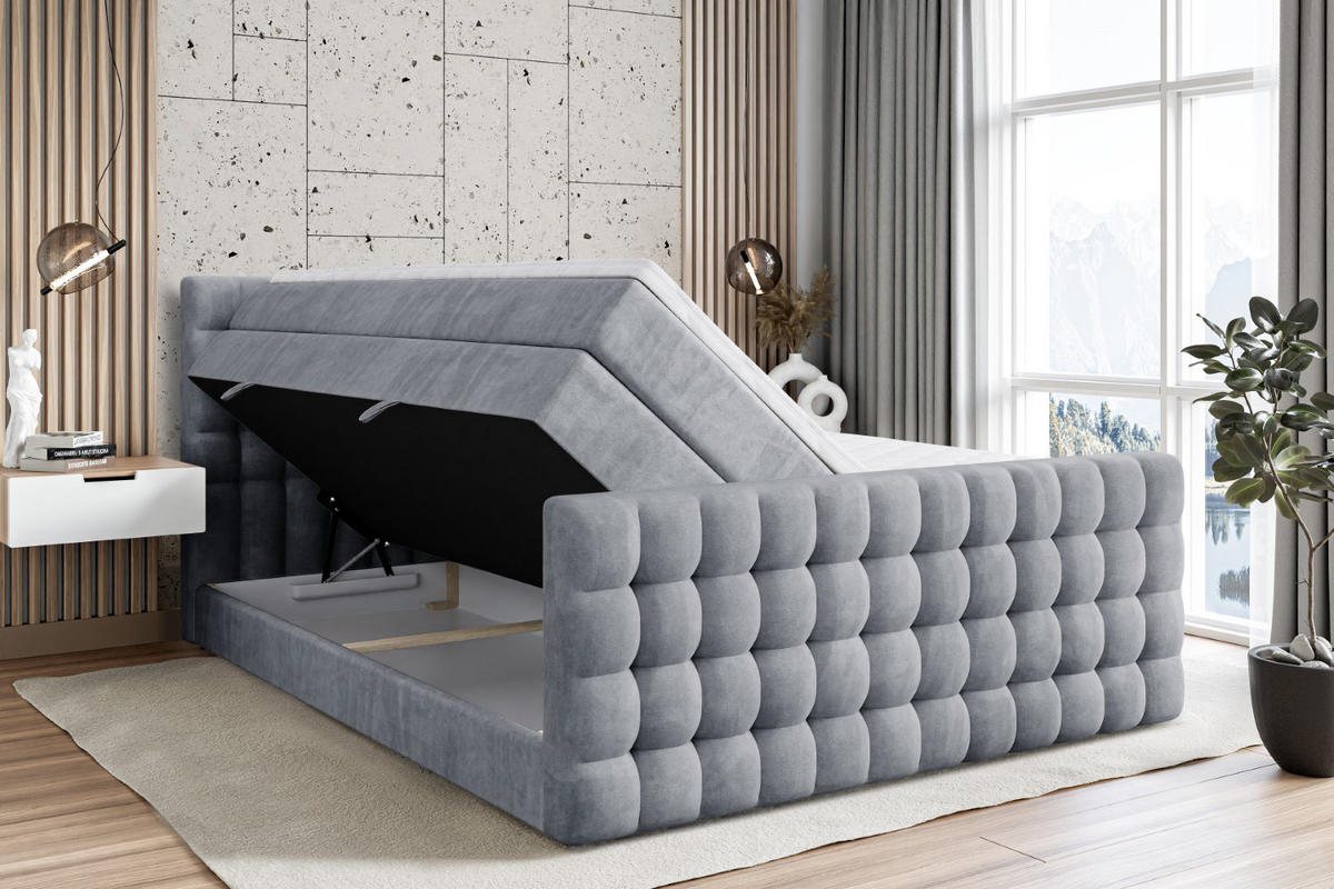 BOXSPRINGBETT VIONE-Z KING - 200 x 200 - H3/H4 - Grau - Grau, Holzwerkstoff (200/200cm) - ALTDECOR