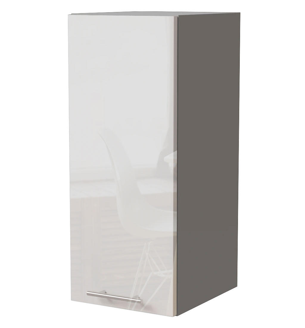 KÜCHENHÄNGESCHRANK Essen W2/30 Weiß Hochglanz / Grau Matt 30 / 32,5 / 72cm - Weiß Hochglanz/Grau, Holz/Holzwerkstoff (30/72/32.5cm) - Feldmann-Wohnen