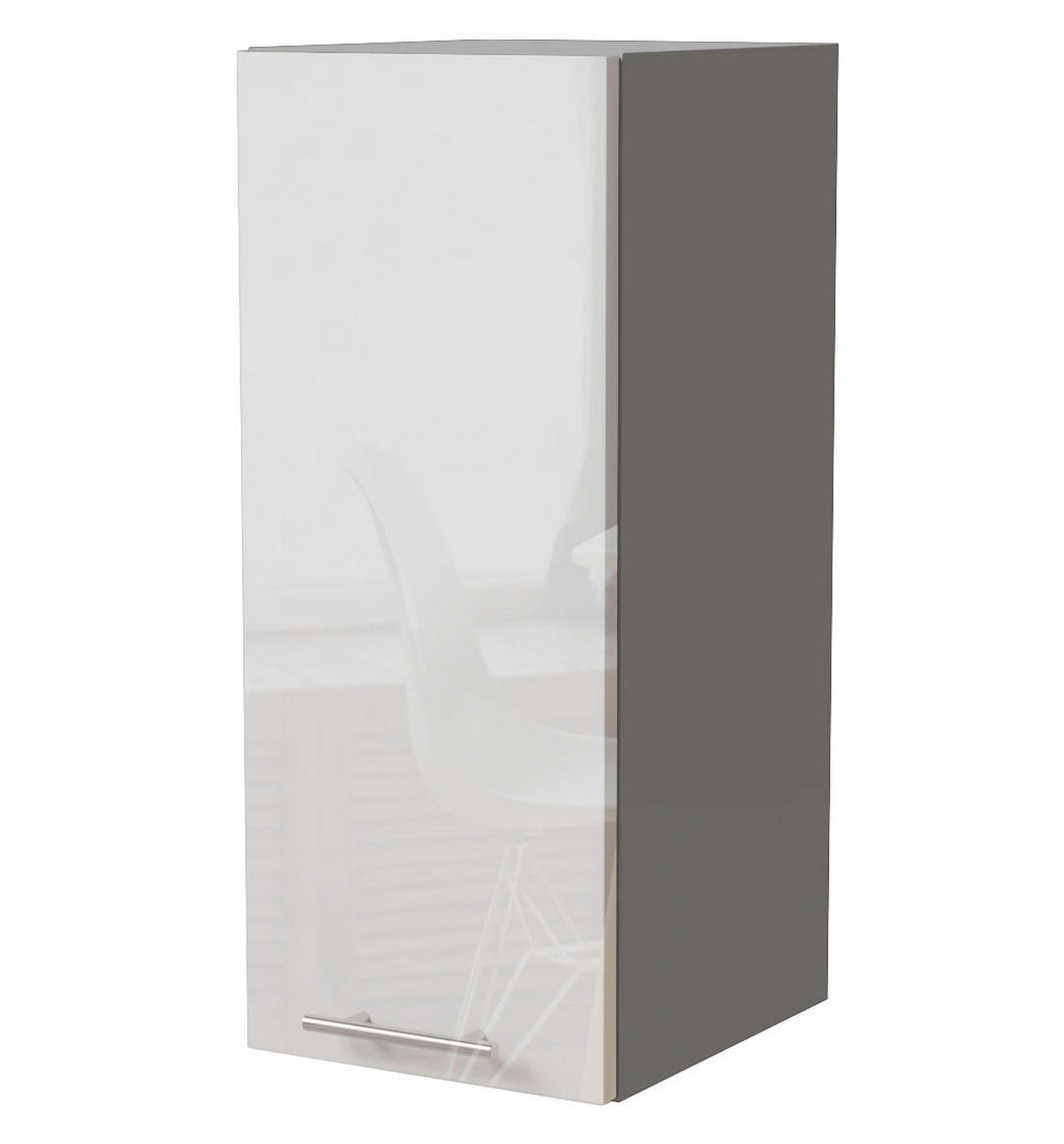 KÜCHENHÄNGESCHRANK Essen W2/30 Weiß Hochglanz / Grau Matt 30 / 32,5 / 72cm - Weiß Hochglanz/Grau, Holz/Holzwerkstoff (30/72/32.5cm) - Feldmann-Wohnen