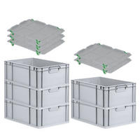 EUROBOX 5x Nextgen Economy Mit Auflagedeckel Grau/Grün Griffe Geschlossen 44 Liter - Grün, Kunststoff (40/22/60cm) - PROREGAL