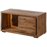 KOMMODE Akazie 88x40x45 natur lackiert BARK #124 - Braun, Holz (88/45/40cm) - Massivmoebel24