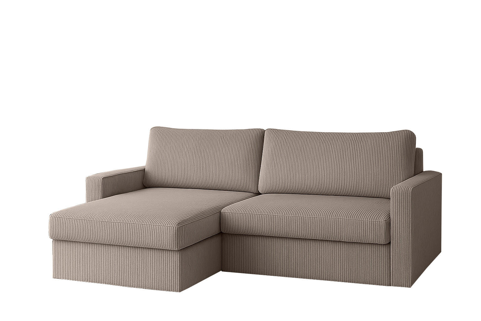 ECKSOFA Mit Schlaffunktion Und Bettzeugablage LUBEKA Stoff Poso Dunkelbeige Links - Cappuccino, Holz/Textil (140/147cm) - Kaiser Möbel
