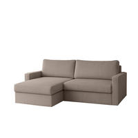 ECKSOFA Mit Schlaffunktion Und Bettzeugablage LUBEKA Stoff Poso Dunkelbeige Links - Cappuccino, Holz/Textil (140/147cm) - Kaiser Möbel