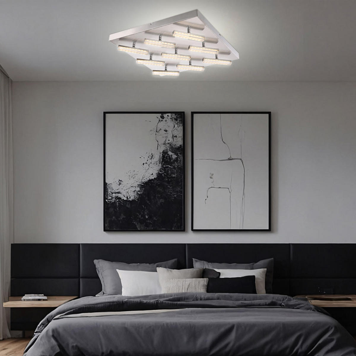 LED DECKENLEUCHTE Metall Silber 9 Flammig - Silberfarben, Metall (55/55/9cm) - Globo Lighting