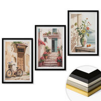 WANDBILDER 3er-Set - 40x60 cm Schwarzer Rahmen - Straßen, Blumen und Fahrräder - Schwarz, Kunststoff (40/60cm) - ArtPrintCave