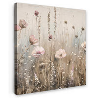 LEINWANDBILD Blumen - Rosa - Modern - Beige 90x90 cm - Beige, Textil (90/90cm) - MuchoWow