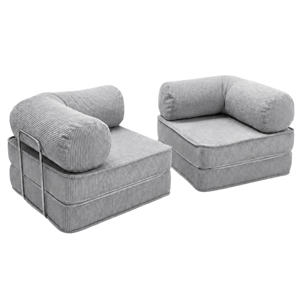 SOFA SURB Duo 100 Schlafsofa 2-Sitzer Grau 200/100 cm - Chromfarben/Grau, Textil/Metall (200/70/100cm) - SURB