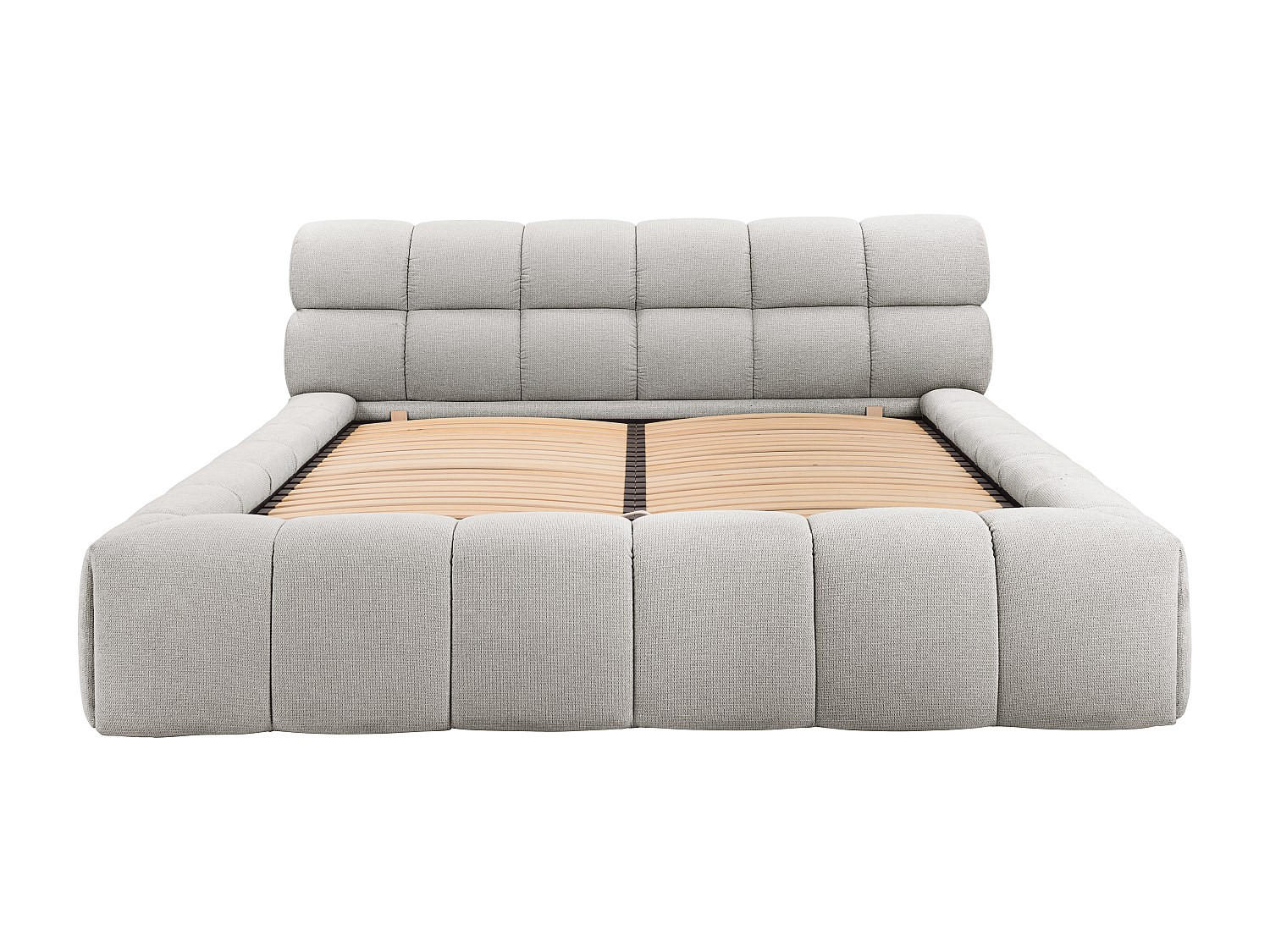 BETT mit Bettkasten - 2 Personen - Stoff - Hellgrau - Hellgrau, Textil (160/200cm) - Vente-Unique