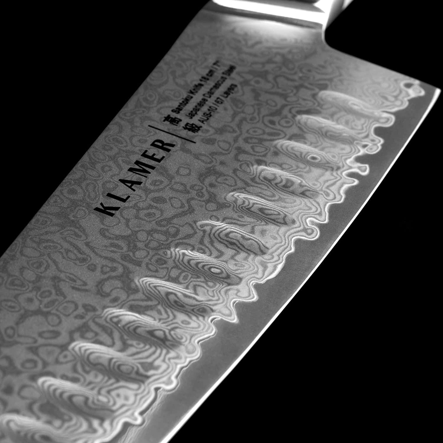 MESSER Premium Santoku Damastmesser 18 cm Olivenholz - Braun, Metall (32cm) - KLAMER
