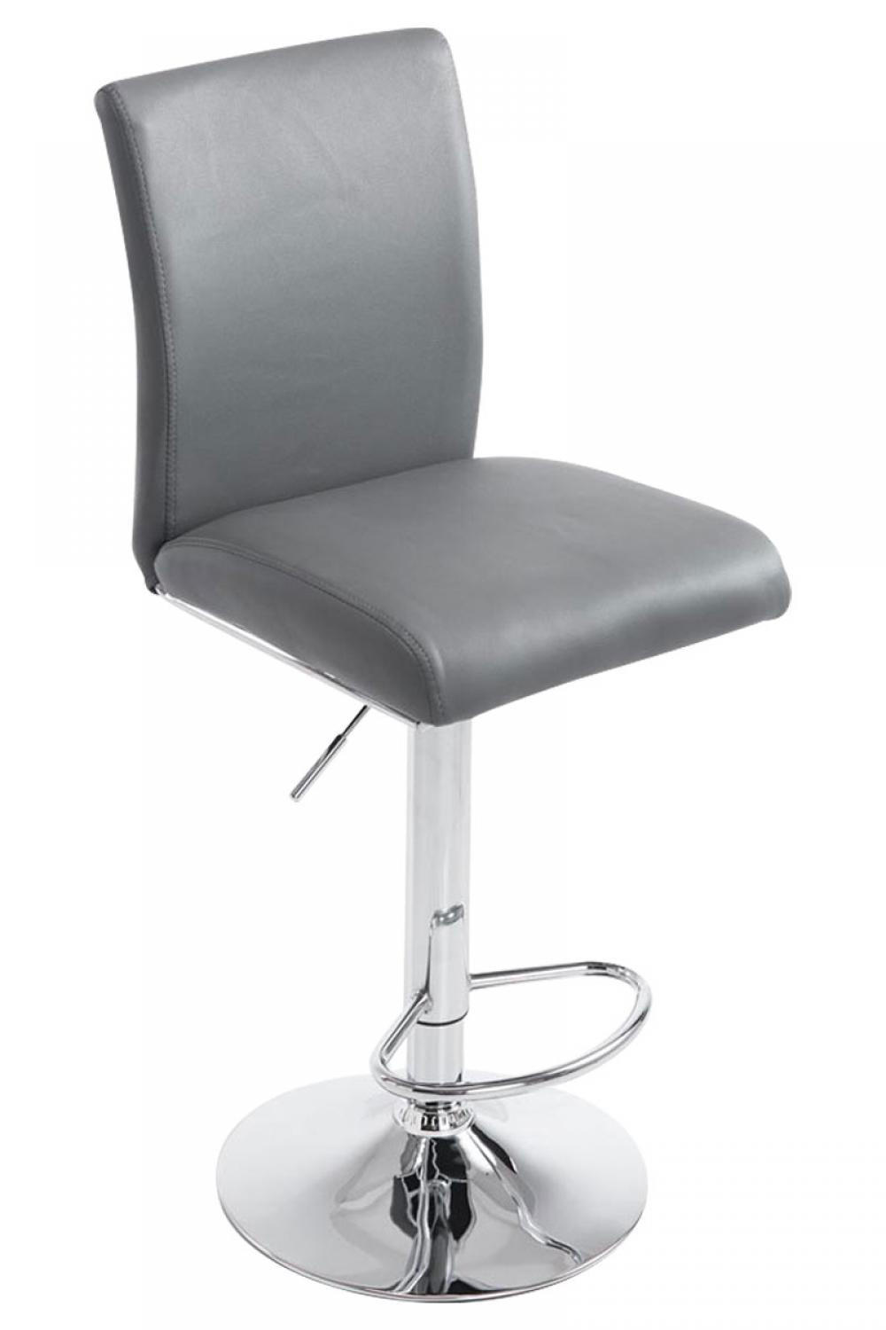 BARHOCKER Lederlook grau - Chromfarben/Grau, Textil/Metall (38.5/95/47cm) - CLP