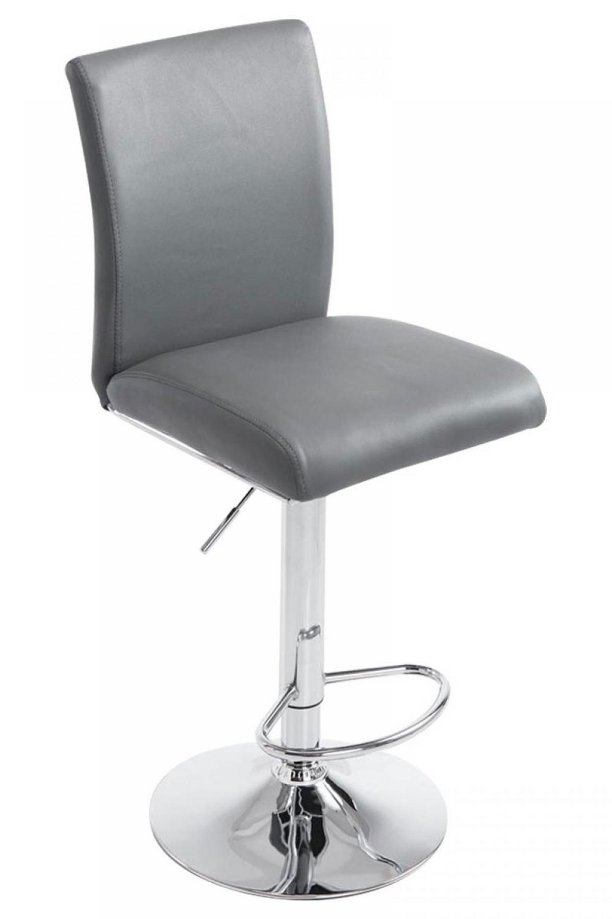 BARHOCKER Lederlook grau - Chromfarben/Grau, Textil/Metall (38.5/95/47cm) - CLP