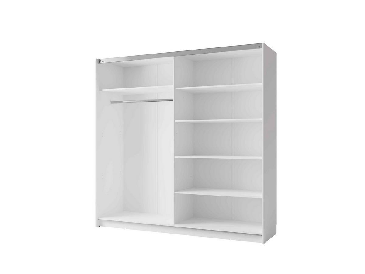 SCHWEBETÜRENSCHRANK BELDEN 150,6/207/55,3cm 2-türig mit Spiegel Weiß - Weiß, Holzwerkstoff (150.6/207/55.3cm) - MASSENO