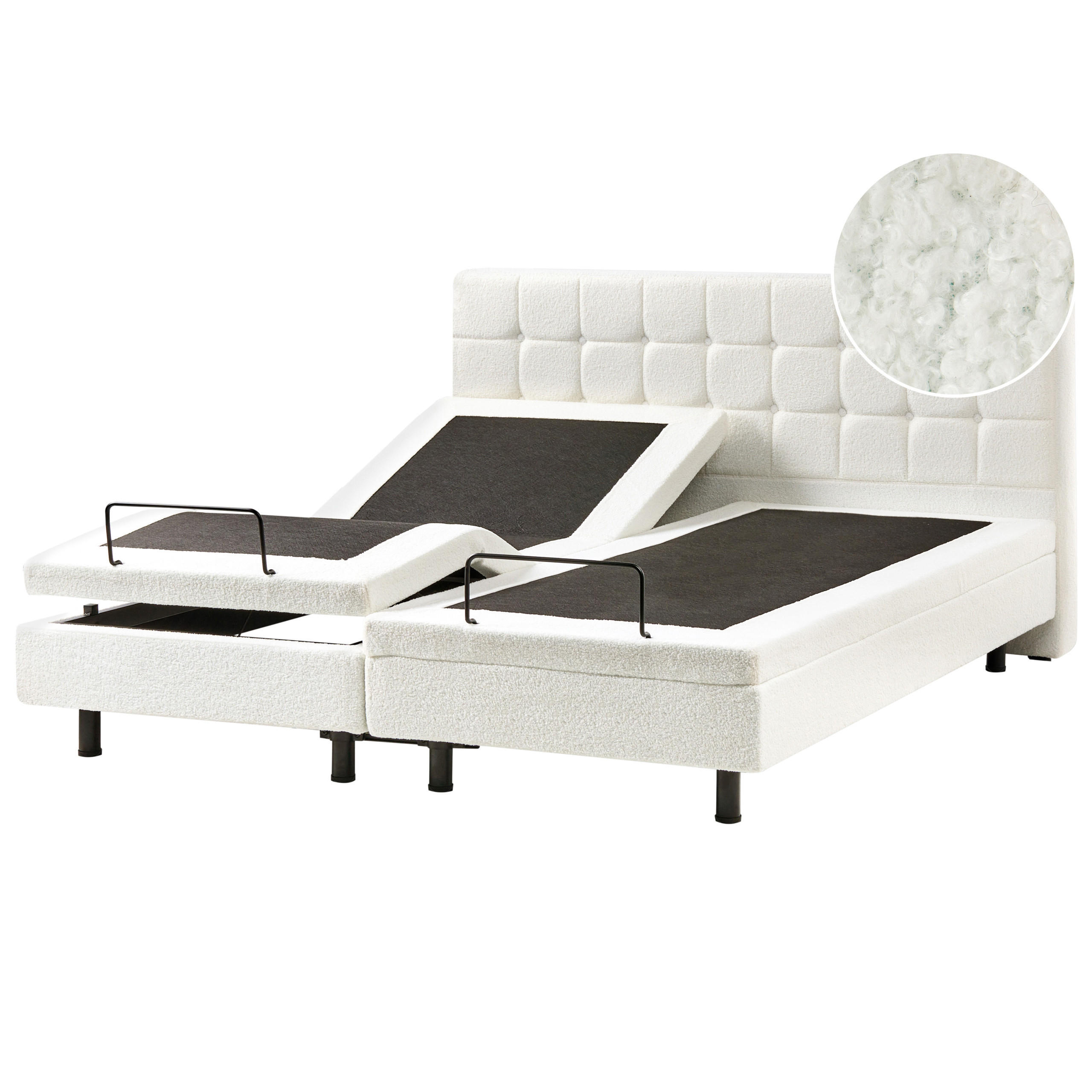 BETT verstellbar 180/200 cm Bouclé Cremeweiß Duke - Creme, Textil (180/200cm) - Beliani