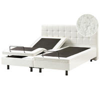 BETT verstellbar 180/200 cm Bouclé Cremeweiß Duke - Creme, Textil (180/200cm) - Beliani