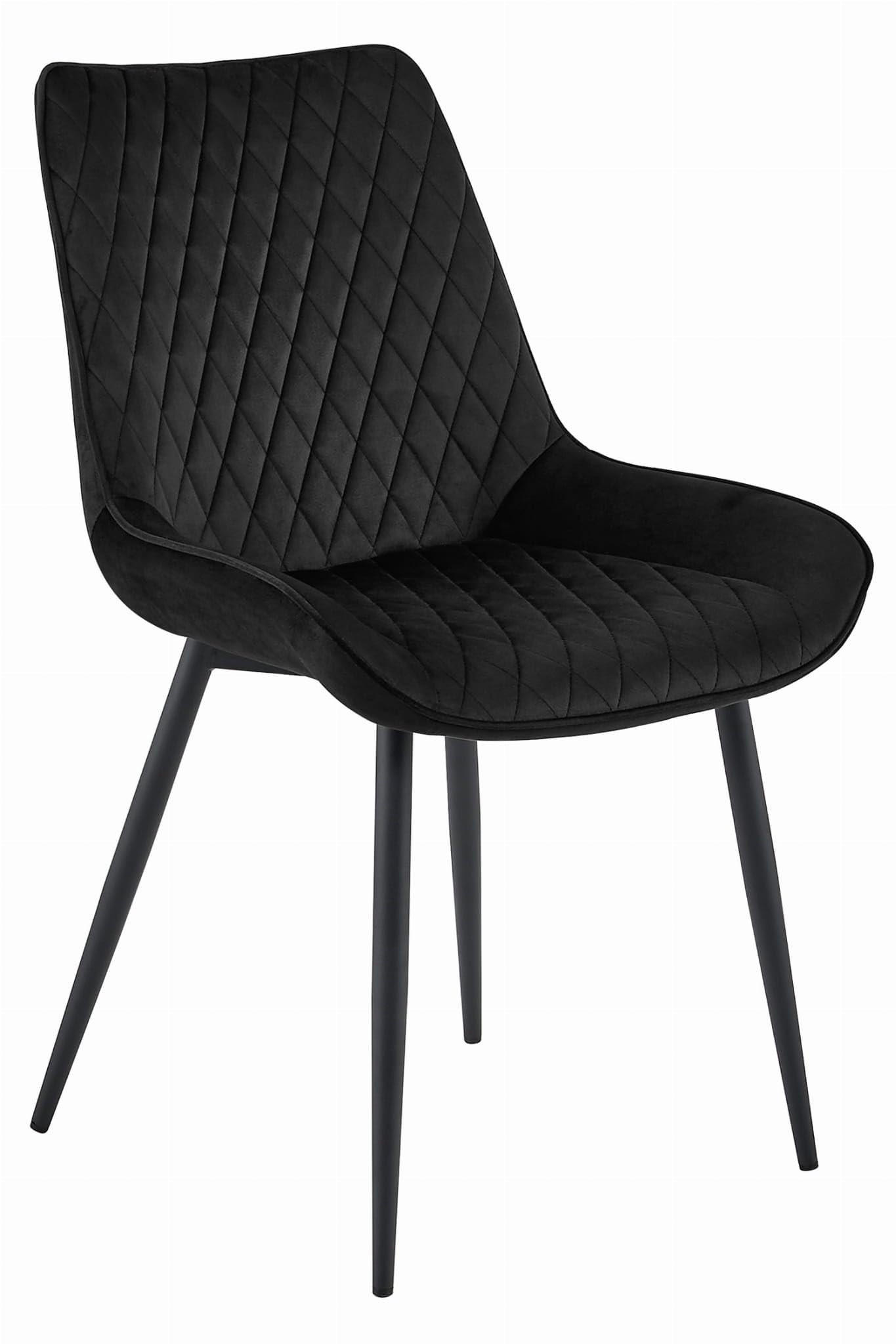 ESSZIMMERSTÜHLE Schwarzer Velours, Gepolsterte Rückenlehne, Modernes Design - Schwarz, Textil (56/89/61cm) - Best For Home