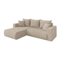 ROHOVÁ SEDAČKA s funkcí spaní, otoman vlevo MILA-L 277x194x86 béžová velur - černá/Sahara, kompozitní dřevo/textil (277/194cm) - ALTDECOR