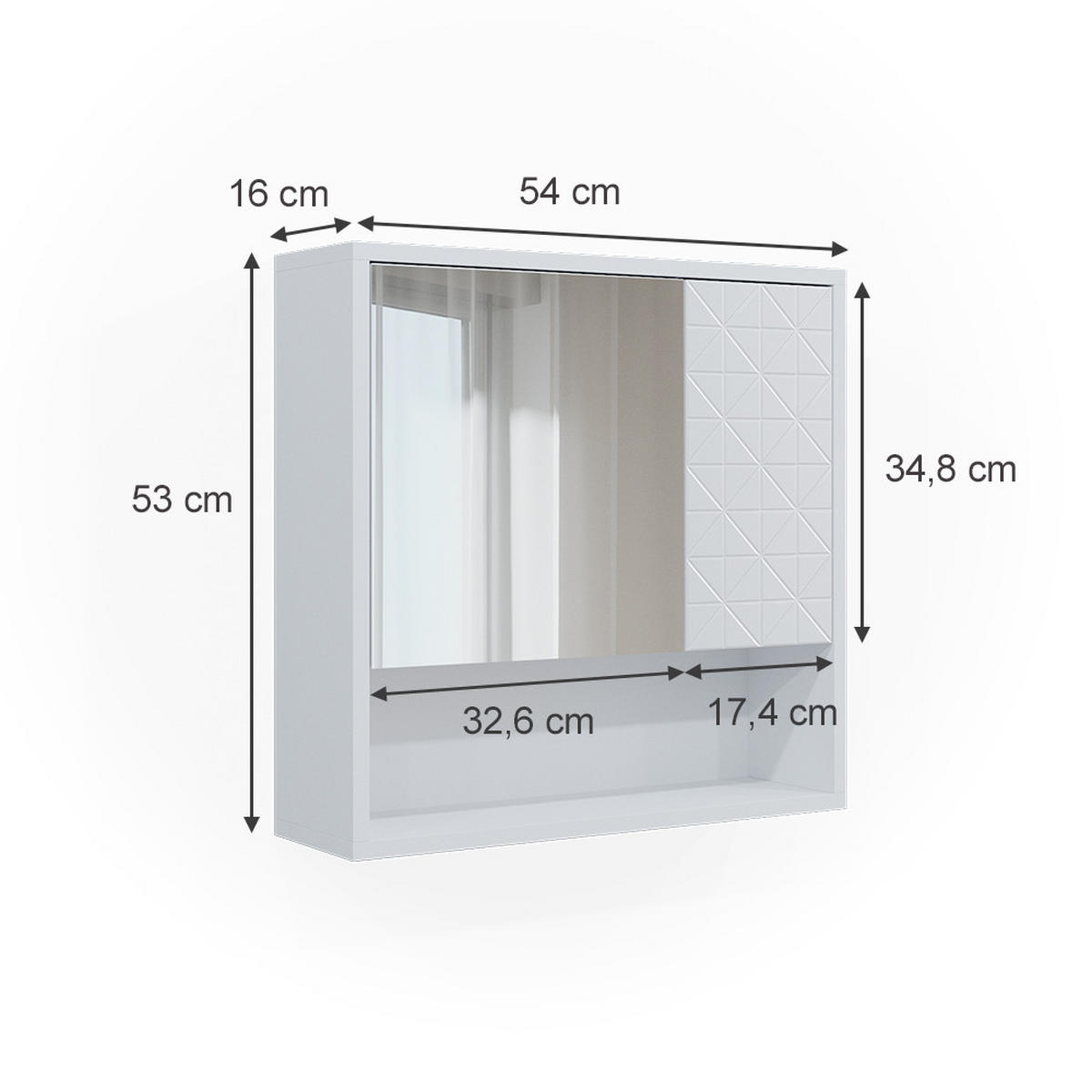 KOUPELNOVÁ ZRCADLOVÁ SKŘÍŇKA Agasta Bílá - bílá, kompozitní dřevo (54/53/16cm) - Vicco