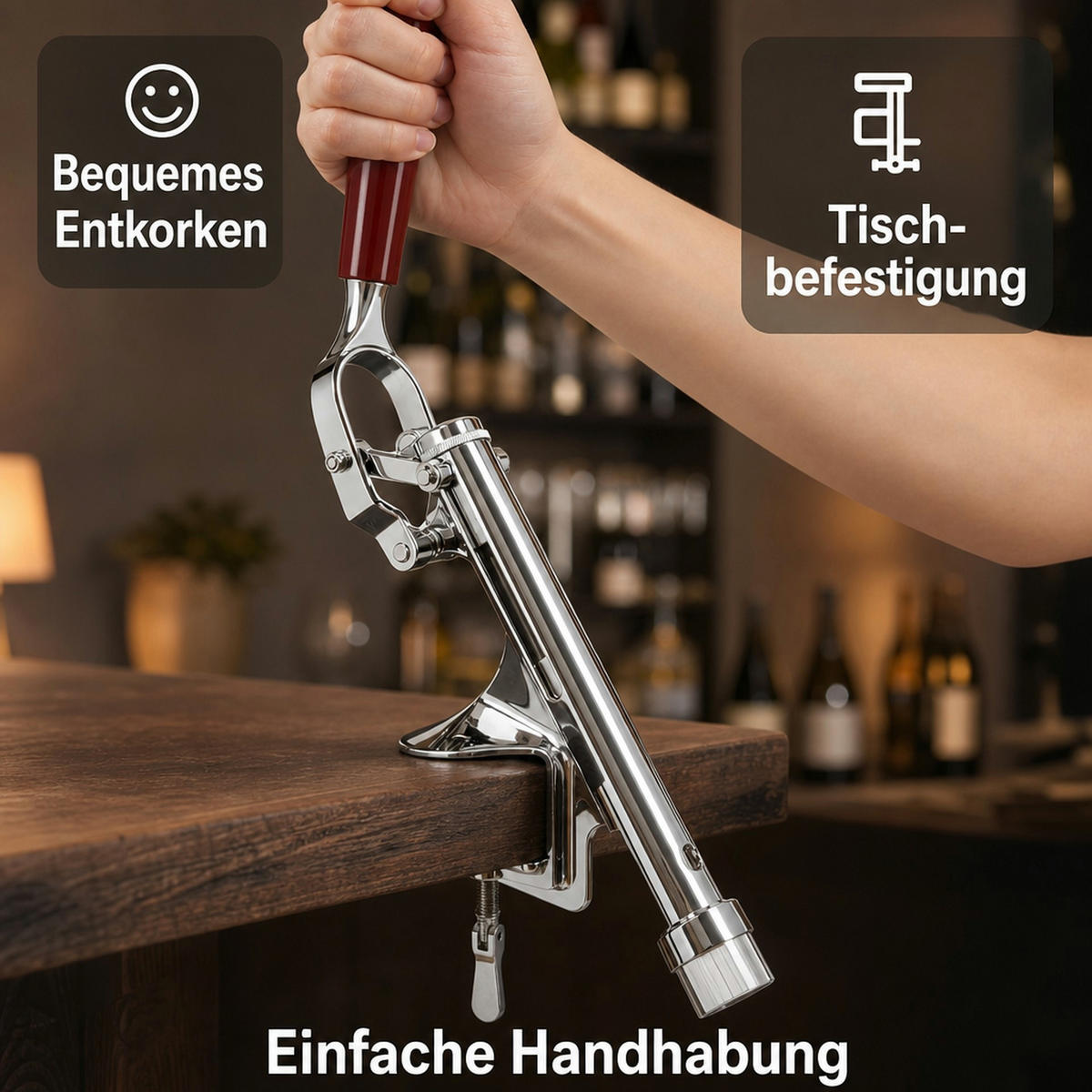 PROFI Weinflaschenöffner - Edelstahlfarben, Metall (10cm) - ich-zapfe