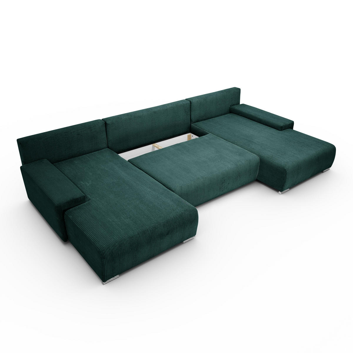 ECKSOFA U-Form Livorno Schlaffunktion Cord-Stoff Grün - Grün, Holz/Kunststoff (348/93/188cm) - Kaiser Möbel