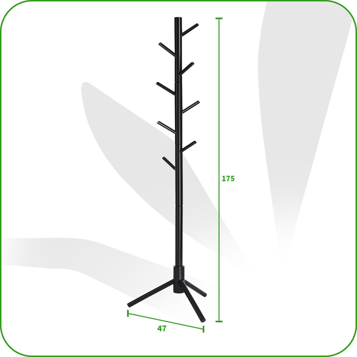 GARDEROBENSTÄNDER Metall schwarz stabil stehend 47x47x175 cm - Schwarz, Metall (47/175/47cm) - Begryf