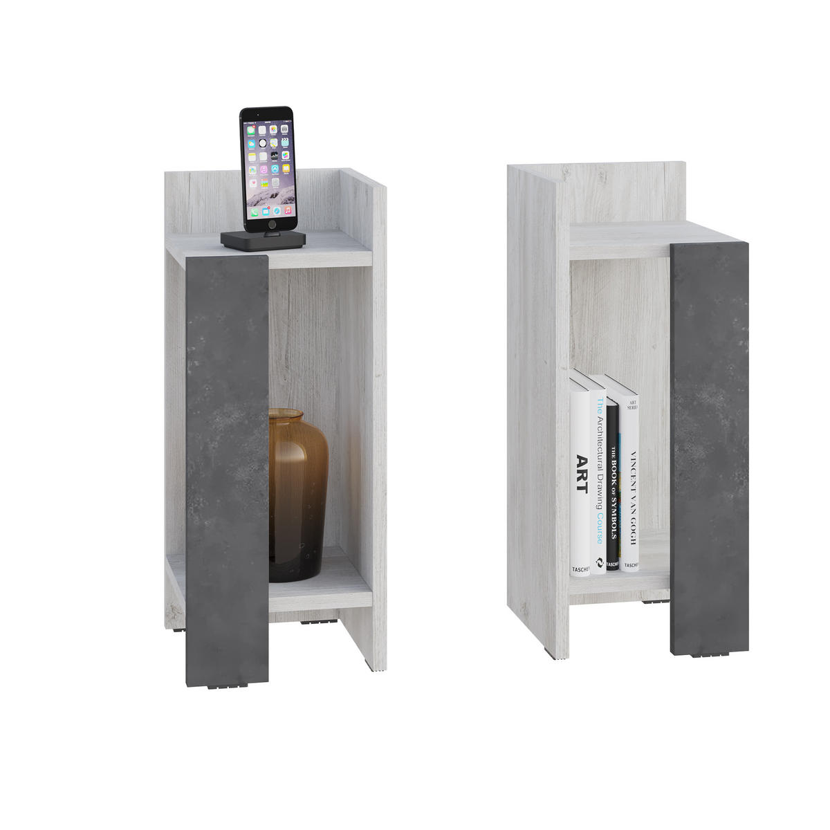 NACHTTISCH Elos Set Bunt 25/25/60 cm - Multicolor, Holzwerkstoff (25/60/25cm) - Decortie