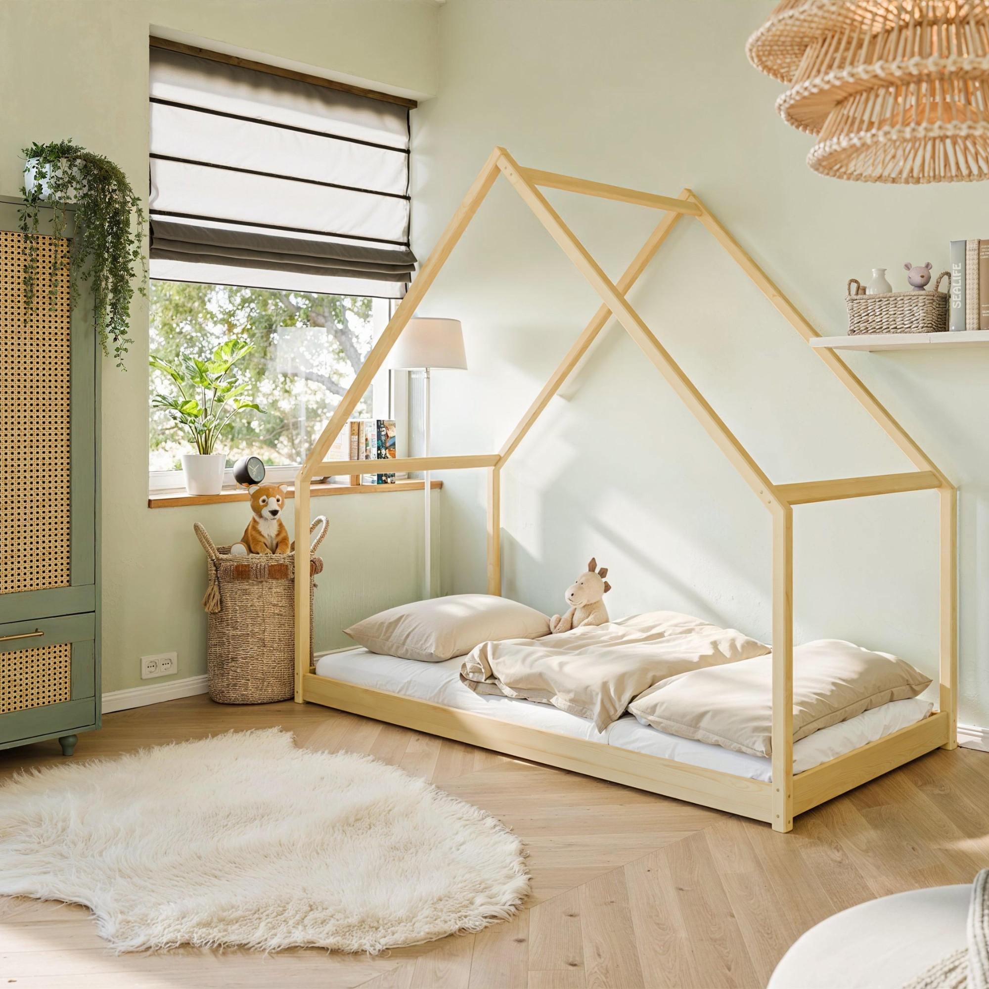 HAUSBETT 90x200 cm in natur - Hellbraun, Holzwerkstoff (90/200cm) - Kids Collective