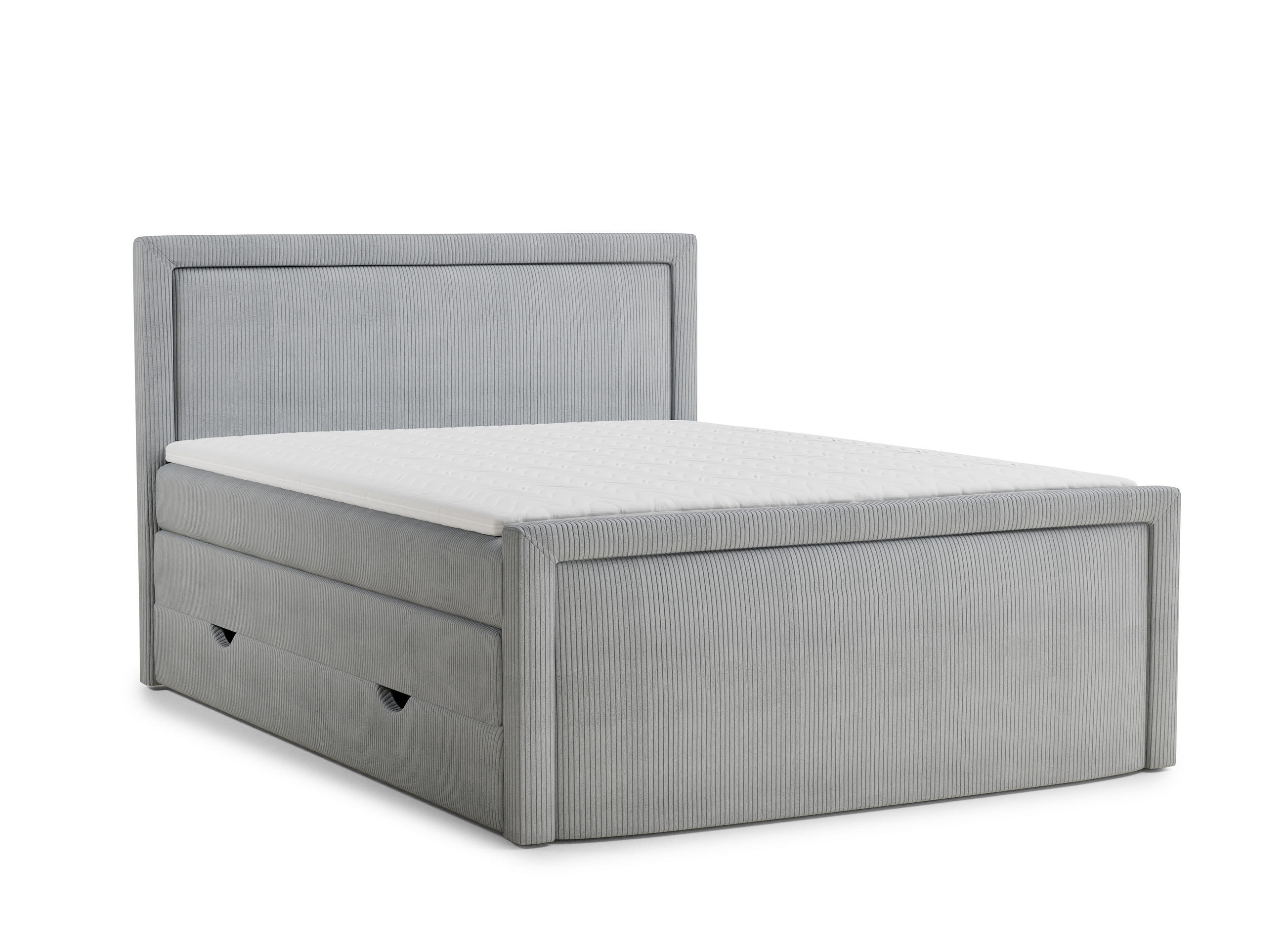 BOXSPRINGBETT Fresco 200/200 cm, in Hellgrau, Bettkasten, Matratze, Topper - Hellgrau/Schwarz, Holz/Holzwerkstoff (200/200cm) - Maison de Reve