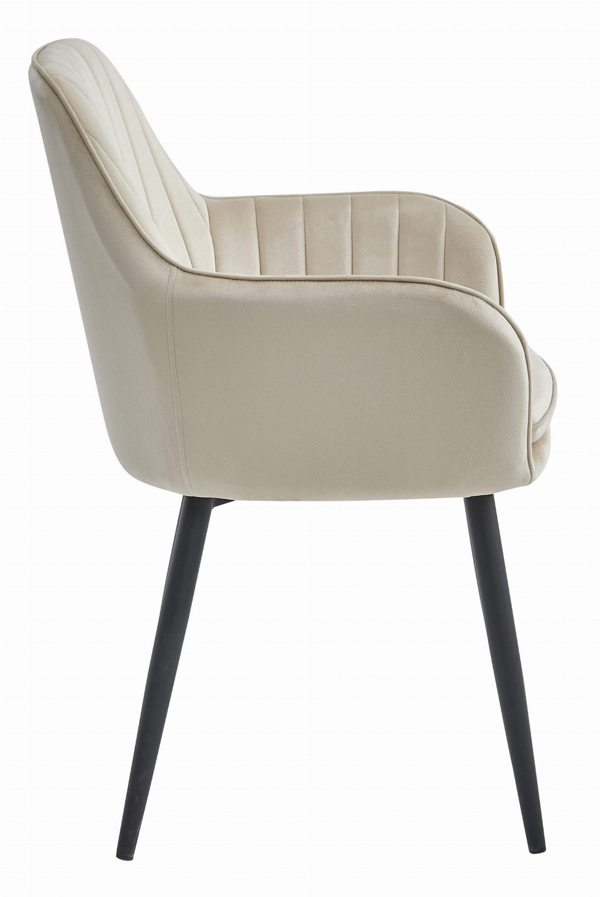 STUHL PRAIANO 6-er Set, Beige, Schwarz, mit Samtstoff gepolstert - Beige, Textil/Metall (58/87/57cm) - Komodee