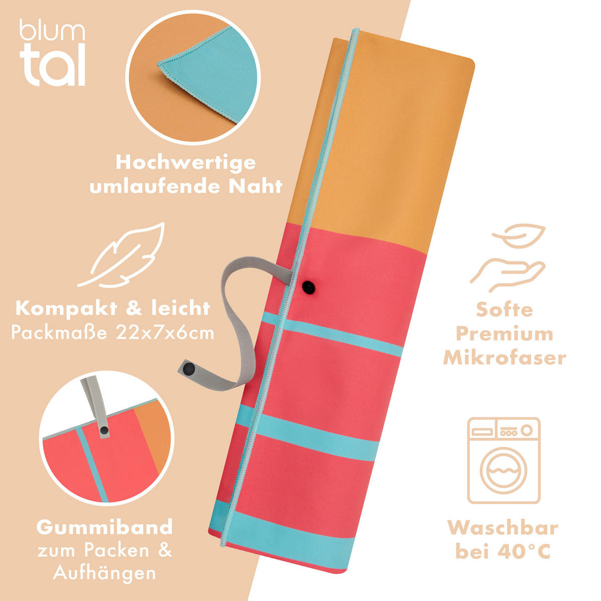 STRANDTUCH Thor 90/180 cm, Aufgehende Sonne - Blau/Gelb, Textil (90/180cm) - Blumtal