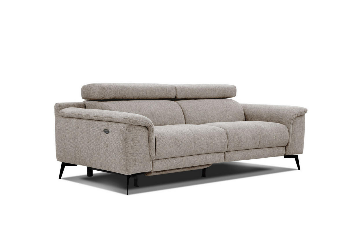 RELAXSOFA FIERO 3-Sitzer mit 1 Relaxfunktion, taupe - Taupe/Schwarz, Holzwerkstoff/Textil (212/82/103cm) - Courtois Laville