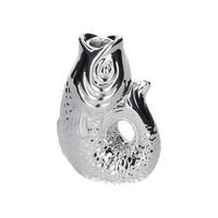 KERZENHALTER Monsieur Carafon S Fisch-Form, Steingut, Silber, H 16.2 cm - Silberfarben, Stein (9.2/17.7/13.5cm) - Gift Company