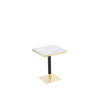 BARTISCH 60/60/74 cm mit Marmor-Optik DE-40022 Weiß - Weiß, Metall (60/60/74cm) - ComfortXL